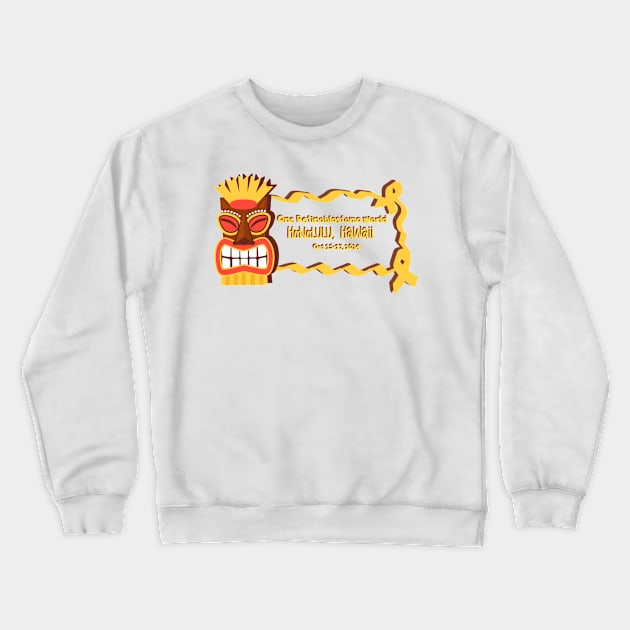 One Rb World 2024 Tiki Mask Gold Ribbon Banner Crewneck Sweatshirt by World Eye Cancer Hope